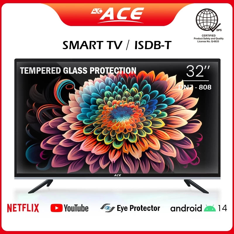 32" ACE SMART TV LED-808 DN2 TEMPERED GLASS PROTECTION