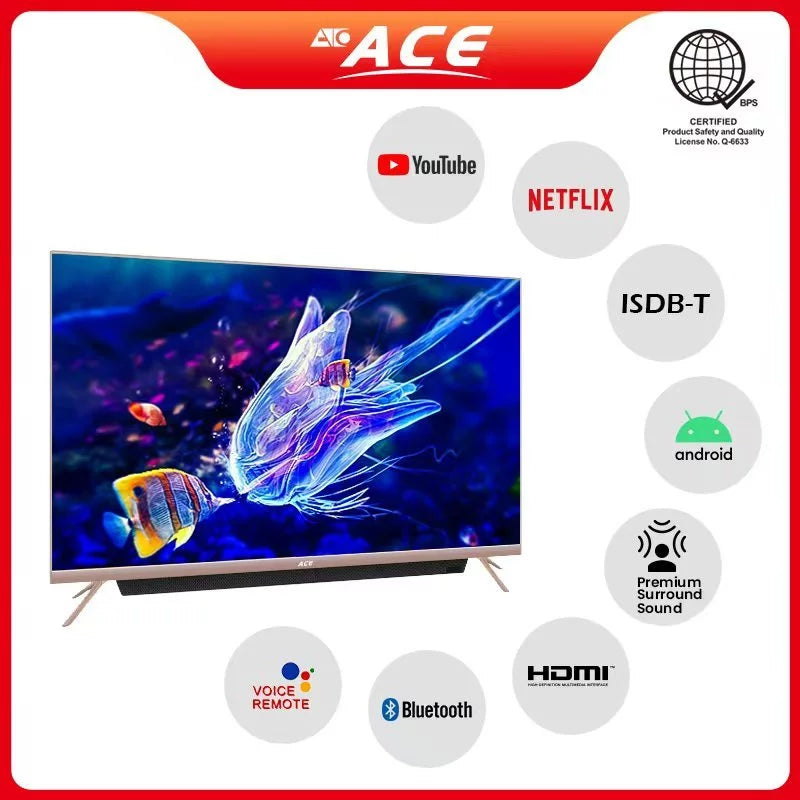 43" ACE SMART TV LED-909 DEIL w/ Built in Soundbar